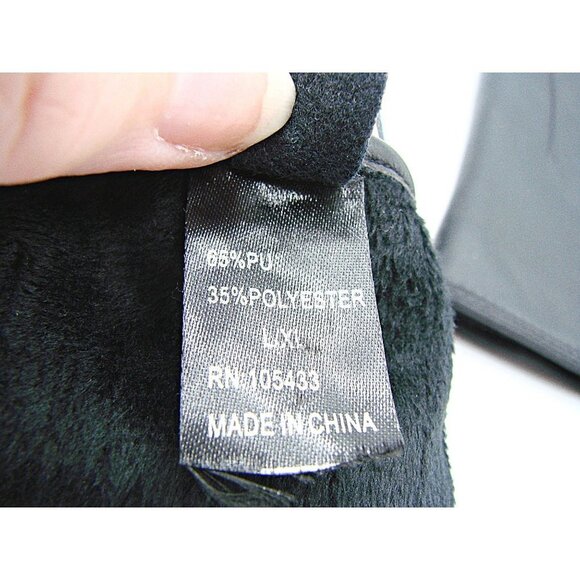 Womens Fashion Gloves Black Faux Leather Faux Fur Button Decor Wrist Length L/XL - Picture 9 of 9